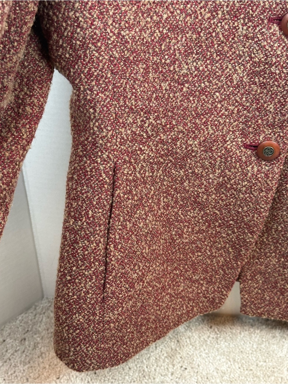 Rena Rowan Marled Red Tweed Blazer, size 10, Vintage - Picture 4 of 6